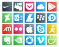 20 Social Media Icon Pack Including aim. skype. adsense. apple. ati