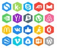 20 Social Media Icon Pack Including aim. vk. nvidia. mcdonalds. utorrent