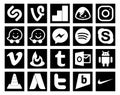 20 Social Media Icon Pack Including media. android. skype. outlook. feedburner Royalty Free Stock Photo