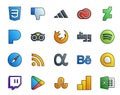 20 Social Media Icon Pack Including app net. browser. tripadvisor. safari. digg Royalty Free Stock Photo