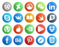 20 Social Media Icon Pack Including apps. nvidia. chat. tinder. brightkite Royalty Free Stock Photo