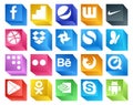 20 Social Media Icon Pack Including apps. quicktime. simple. browser. behance