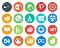 20 Social Media Icon Pack Including ati. adobe. forrst. cc. kik