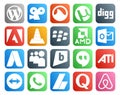 20 Social Media Icon Pack Including ati. brightkite. media. myspace. outlook