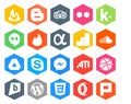 20 Social Media Icon Pack Including ati. chat. app net. skype. music