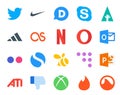 20 Social Media Icon Pack Including ati. coderwall. lastfm. swarm. flickr Royalty Free Stock Photo