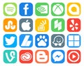 20 Social Media Icon Pack Including baidu. adsense. question. tweet. yelp