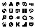 20 Social Media Icon Pack Including baidu. google allo. css. ati. brightkite