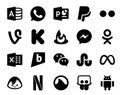 20 Social Media Icon Pack Including basecamp. meta. messenger. stumbleupon. wechat