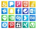 20 Social Media Icon Pack Including behance. shazam. photo. nvidia. outlook