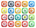 20 Social Media Icon Pack Including bing. ati. finder. powerpoint. overflow