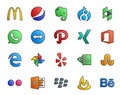 20 Social Media Icon Pack Including blackberry. flickr. xing. stumbleupon. yelp