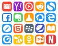 20 Social Media Icon Pack Including browser. edge. simple. picasa. media