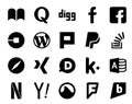 20 Social Media Icon Pack Including browser. overflow. wordpress. stock. stockoverflow