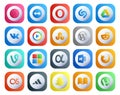 20 Social Media Icon Pack Including browser. word. stumbleupon. app net. vine