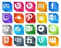 20 Social Media Icon Pack Including car. excel. music. drupal. wordpress