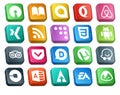 20 Social Media Icon Pack Including car. waze. css. utorrent. pocket