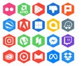20 Social Media Icon Pack Including cc. twitch. delicious. messenger. utorrent
