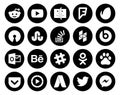 20 Social Media Icon Pack Including chat. behance. stockoverflow. outlook. houzz