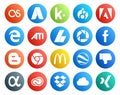 20 Social Media Icon Pack Including creative cloud. dislike. ads. google earth. chrome Royalty Free Stock Photo