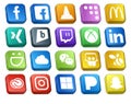 20 Social Media Icon Pack Including creative cloud. slideshare. twitch. messenger. icloud