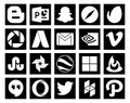20 Social Media Icon Pack Including delicious. photo. gmail. stumbleupon. vimeo