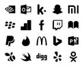 20 Social Media Icon Pack Including digg. swarm. twitch. powerpoint. mcdonalds