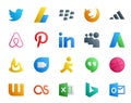 20 Social Media Icon Pack Including dribbble. aim. air bnb. google duo. adwords