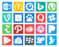 20 Social Media Icon Pack Including dribbble. cc. quora. creative cloud. zootool