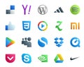 20 Social Media Icon Pack Including dropbox. myspace. css. apps. xiaomi