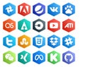 20 Social Media Icon Pack Including dropbox. stumbleupon. car. tweet. ati