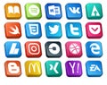 20 Social Media Icon Pack Including edge. driver. tweet. car. instagram