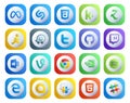 20 Social Media Icon Pack Including edge. nvidia. twitter. chrome. word