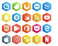 20 Social Media Icon Pack Including edge. office. swift. apps. html Royalty Free Stock Photo