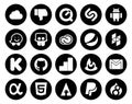 20 Social Media Icon Pack Including email. feedburner. cc. google analytics. kickstarter