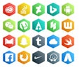 20 Social Media Icon Pack Including email. wattpad. bing. houzz. utorrent