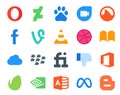 20 Social Media Icon Pack Including envato. dislike. media. fiverr. icloud