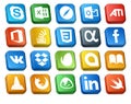 20 Social Media Icon Pack Including envato. vk. stockoverflow. facebook. css