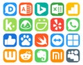 20 Social Media Icon Pack Including evernote. wattpad. yelp. microsoft. swift