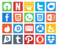 20 Social Media Icon Pack Including feedburner. mail. whatsapp. email. disqus Royalty Free Stock Photo
