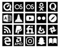 20 Social Media Icon Pack Including feedburner. paypal. player. rss. safari Royalty Free Stock Photo
