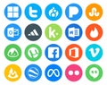 20 Social Media Icon Pack Including feedburner. vimeo. kik. office. utorrent