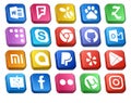 20 Social Media Icon Pack Including finder. google play. chrome. yelp. google allo