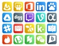 20 Social Media Icon Pack Including finder. swarm. vine. mail. gmail Royalty Free Stock Photo