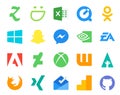 20 Social Media Icon Pack Including firefox. wattpad. nvidia. xbox. adobe