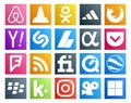 20 Social Media Icon Pack Including fiverr. foursquare. yahoo. pocket. ads