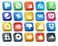 20 Social Media Icon Pack Including fiverr. google analytics. vk. dislike. cc