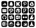 20 Social Media Icon Pack Including flickr. chat. path. slack. question