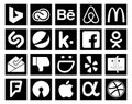 20 Social Media Icon Pack Including foursquare. yelp. pepsi. smugmug. inbox