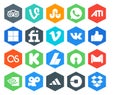 20 Social Media Icon Pack Including gmail. ads. vimeo. adsense. lastfm